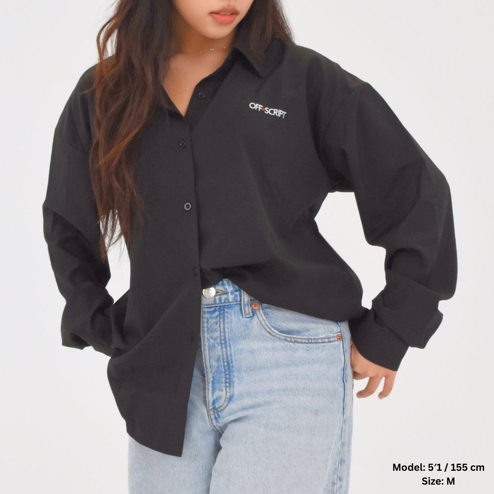 Black Long-Sleeve Collar Shirt