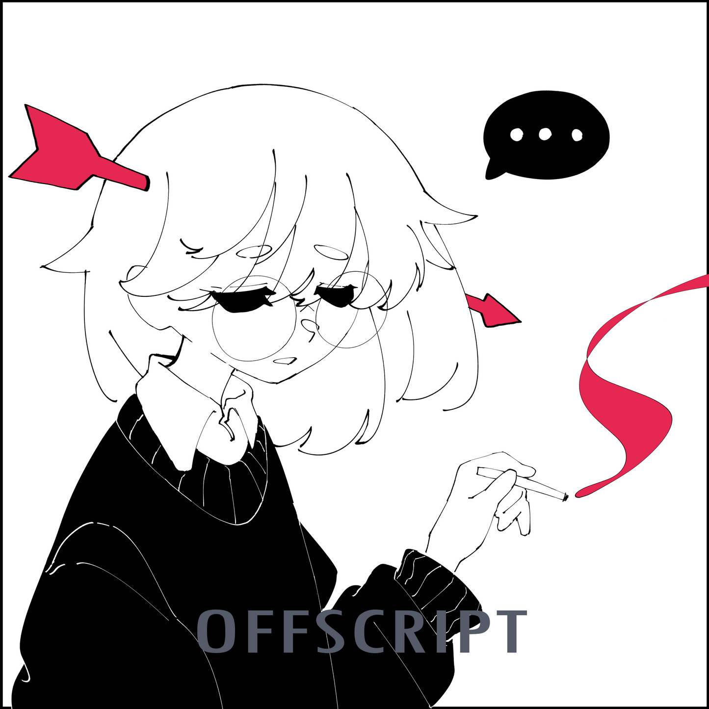 Off Script t-shirt and short sleeve shirt, cool design, drawing, anime, close shot of the design