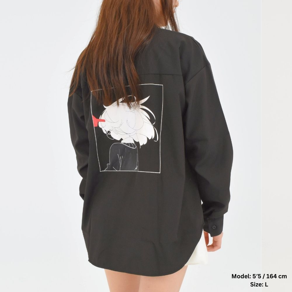 Black Long-Sleeve Collar Shirt