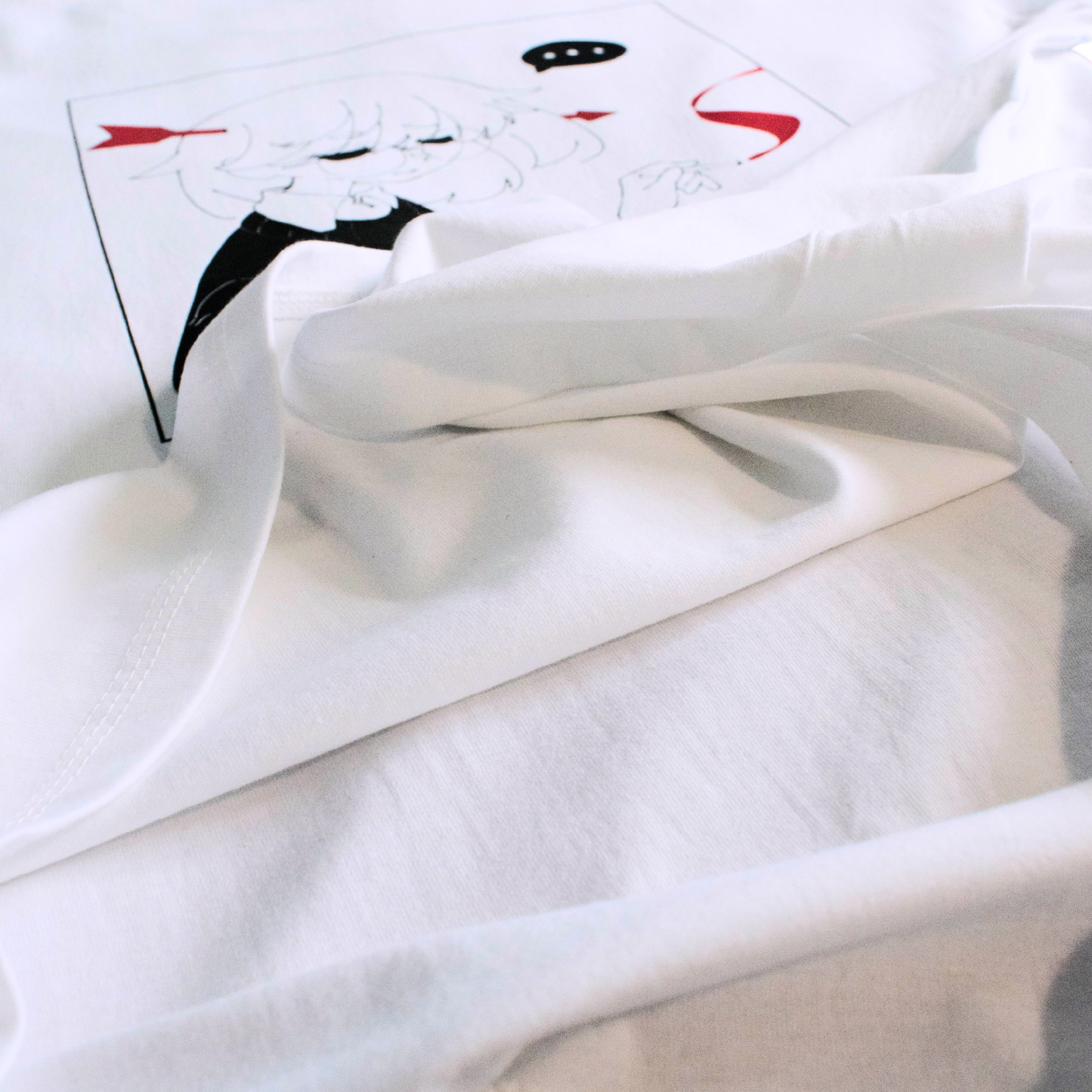 Off Script t-shirt and short sleeve shirt, cool design, drawing, anime, close shot of the smooth texture
