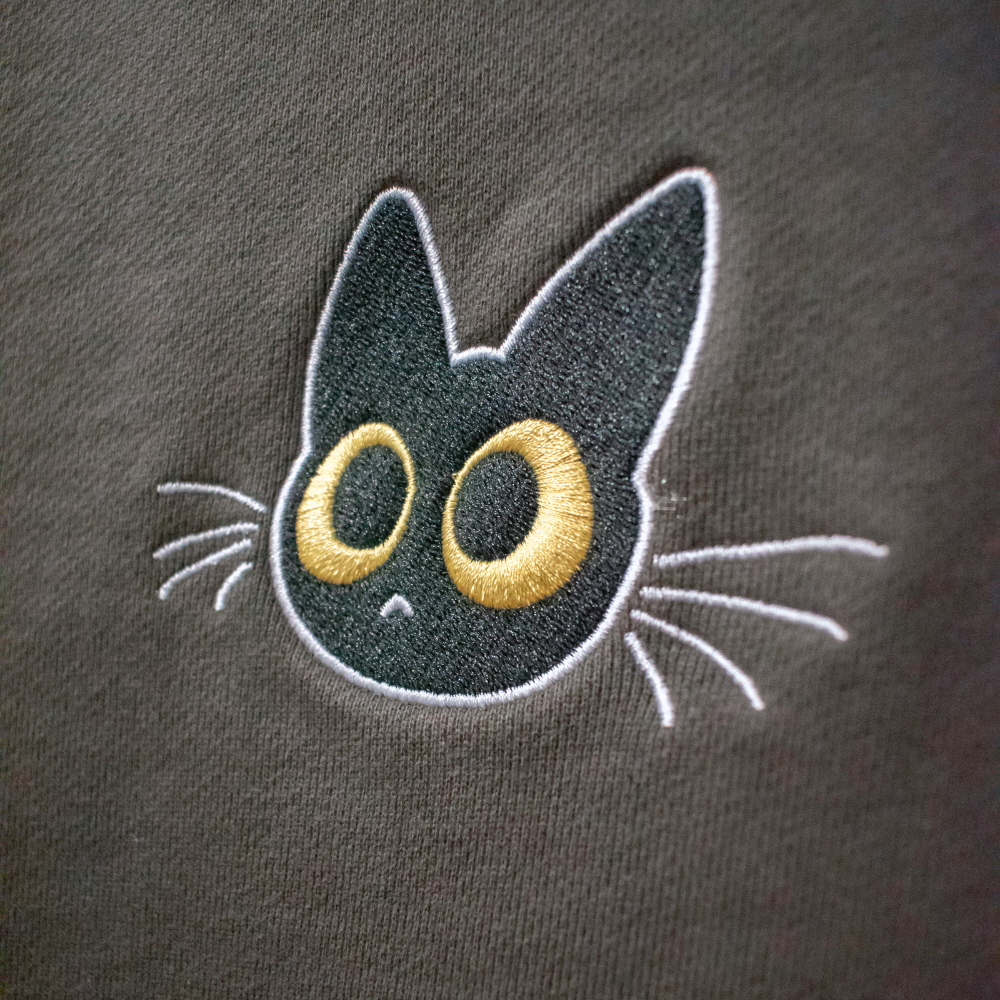 close shot of cat embroidery