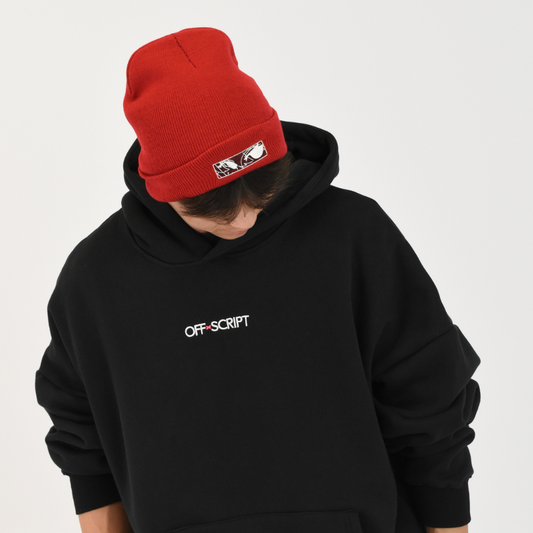 OFF SCRIPT - Red Embroidered Beanie