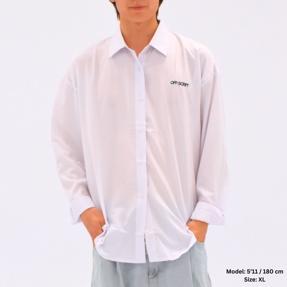 White Long-Sleeve Collar Shirt