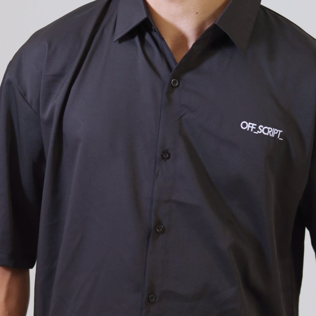 Black Short Sleeve Collar Shirt - Aira No.3