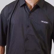 Black shirt with 'OFF.SCRIPT' logo on a gray background