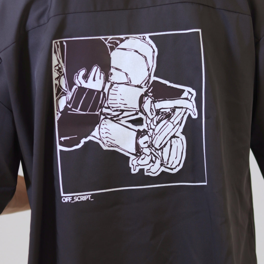 Black Short Sleeve Collar Shirt - Aira No.3