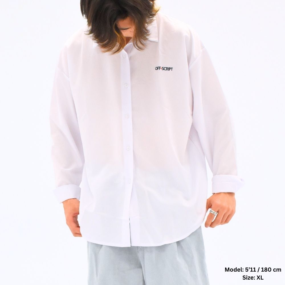 White Long-Sleeve Collar Shirt