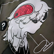 close shot of back embroidery with offscript girl