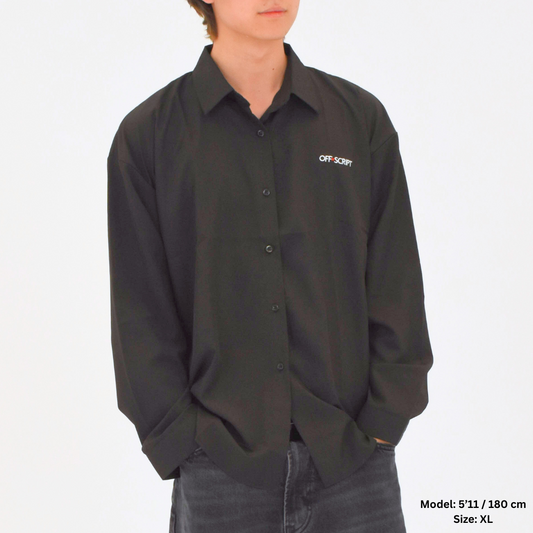 Black Long-Sleeve Collar Shirt