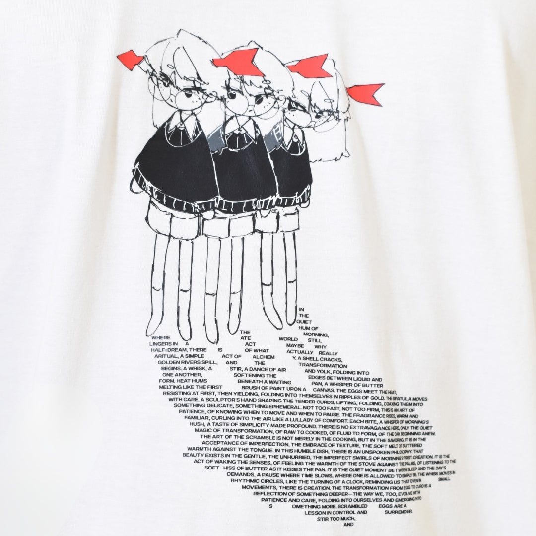 Illustration of three girls with red arrows on a white background with text.